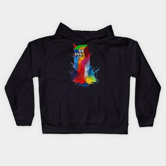 Melting Rubiks Cube Kids Hoodie by CraftingHouse's Design